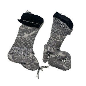 Serendipity Black Silver Velvet Victorian Holiday Traditional Christmas Stocking